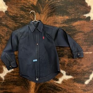 Navy little boy size 6 polo button up